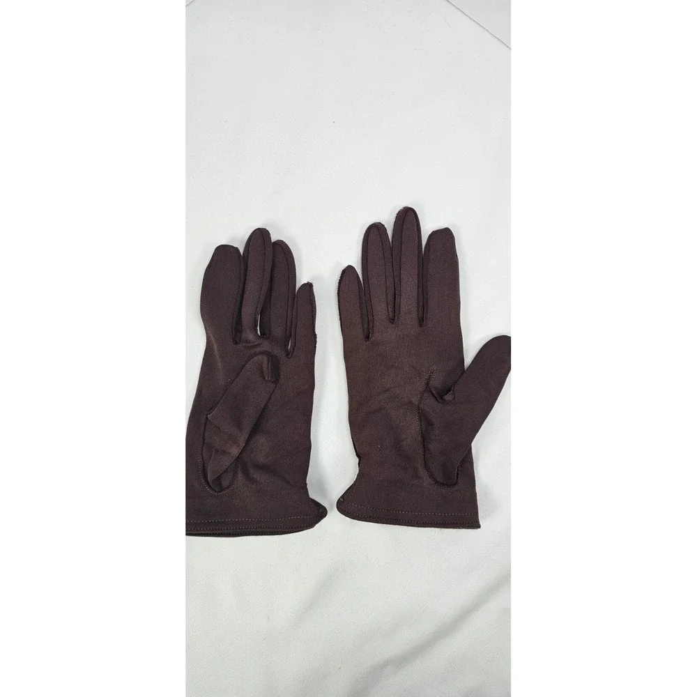 Vintage Van Raalte Harmonette Nylon Gloves Brown Ladies One Size USA Mid Century